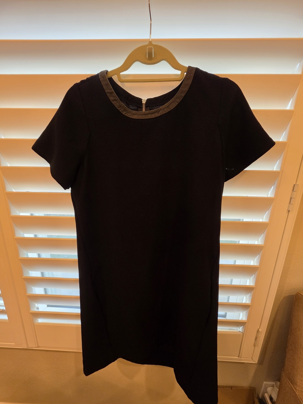Madewell Black Midi Dress with Metallic-Trim Neckline
